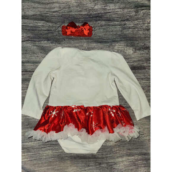 My 1st Christmas Holiday Party Red Snowflake 4 Piece Outfit Size 12-18 months - Picture 8 of 9